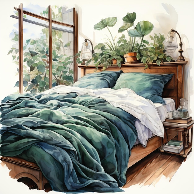 Foto illustrazione vettoriale di una camera da letto