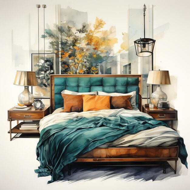 Vector illustration of a bedroom