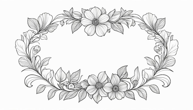 Vector Illustration of Black Aesthetic Floral Frame Icon