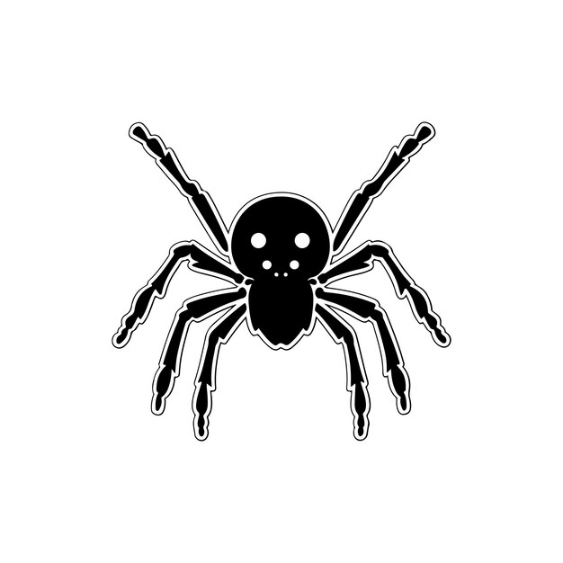 Vector illustration of black spider isolated on white background traditional halloween element