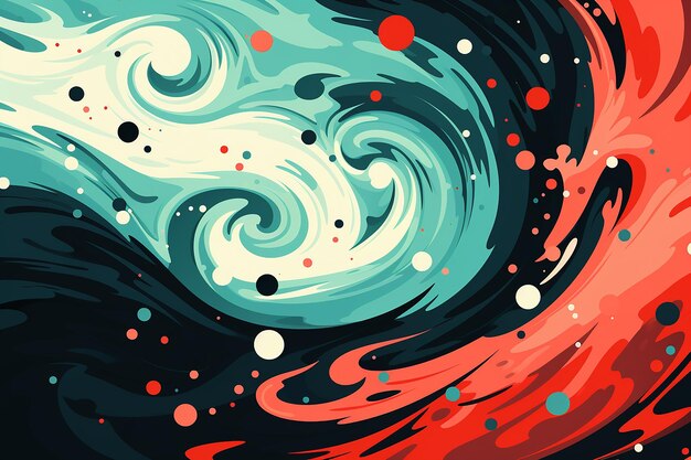 Photo vector illustration of a bold swirling strokes of red and green ai generated