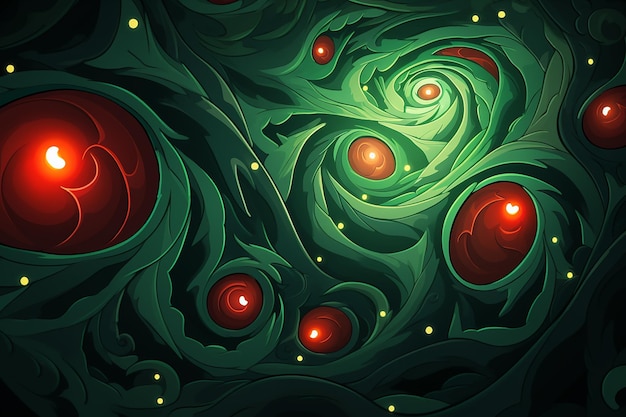 Photo vector illustration of a bold swirling strokes of red and green ai generated