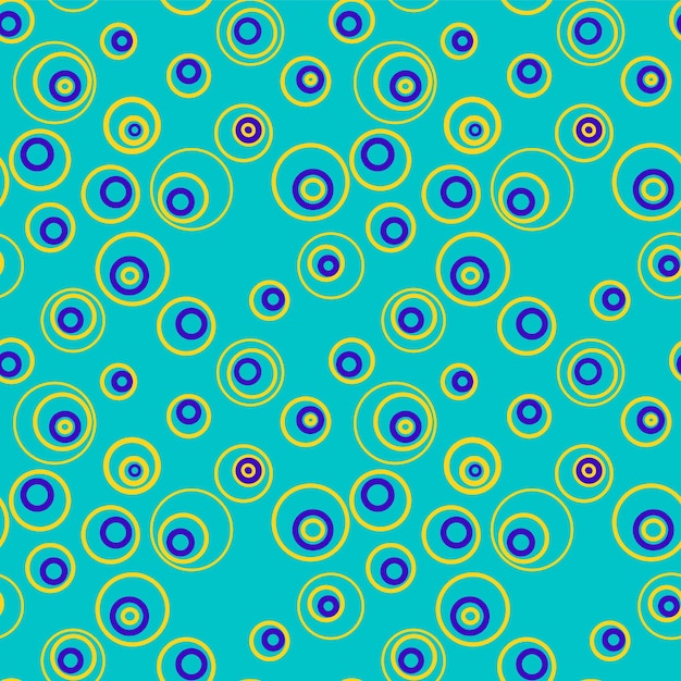 Vector illustration of bright psychedelic seamless pattern with multicolored circles of various shapes