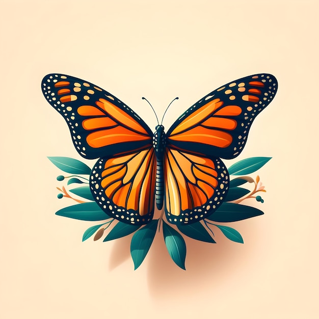 Photo vector illustration of butterfly with plain background