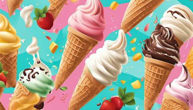 Vector illustration celebrating the joys of summer and ice cream