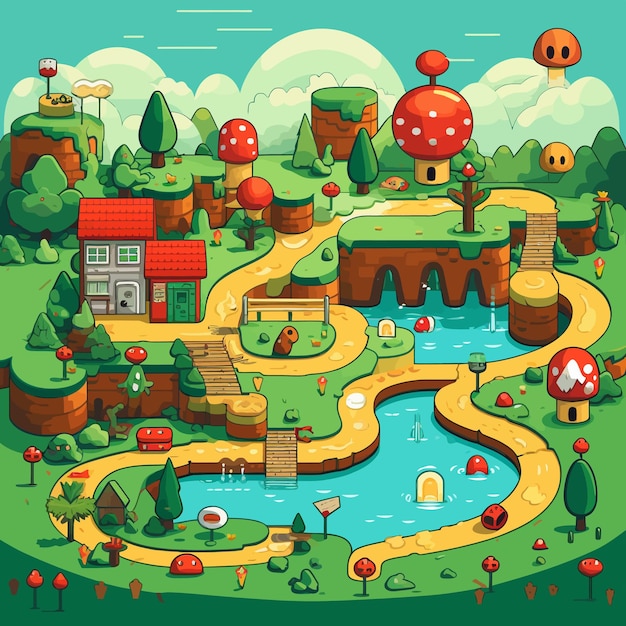 Vector illustration of classic mario game