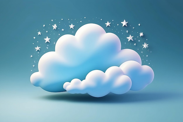 Vector illustration of cloud with stars in 3D style Vector weather icon with cloud and stars in realistic style Toy for baby