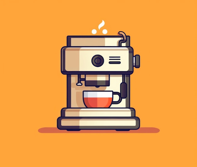 A vector illustration of a coffee machine with a cup of coffee