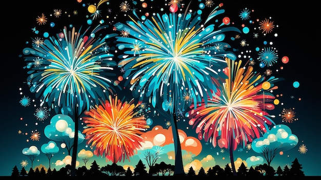 vector illustration of a colorful fireworks Ai generated