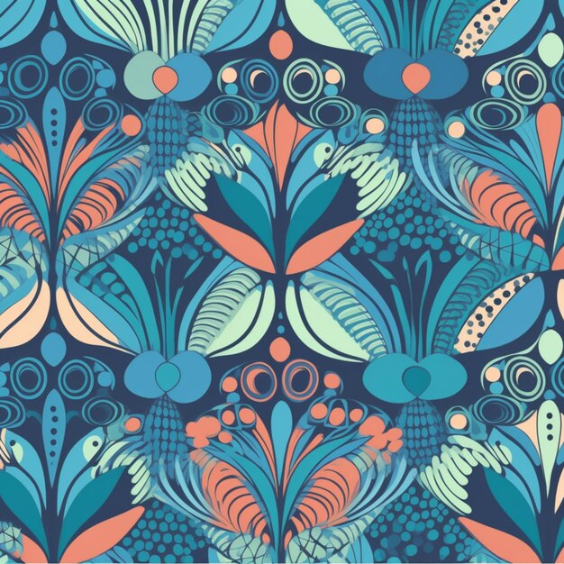 A vector illustration of a colorful floral pattern