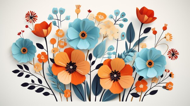 vector illustration of colorful flowers on a white background