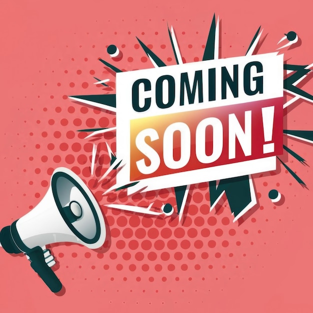 Vector Illustration Coming Soon Label With Megaphone