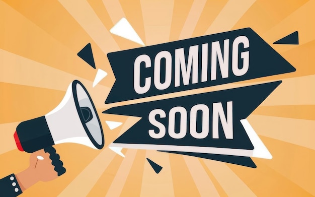 Vector Illustration Coming Soon Label With Megaphone