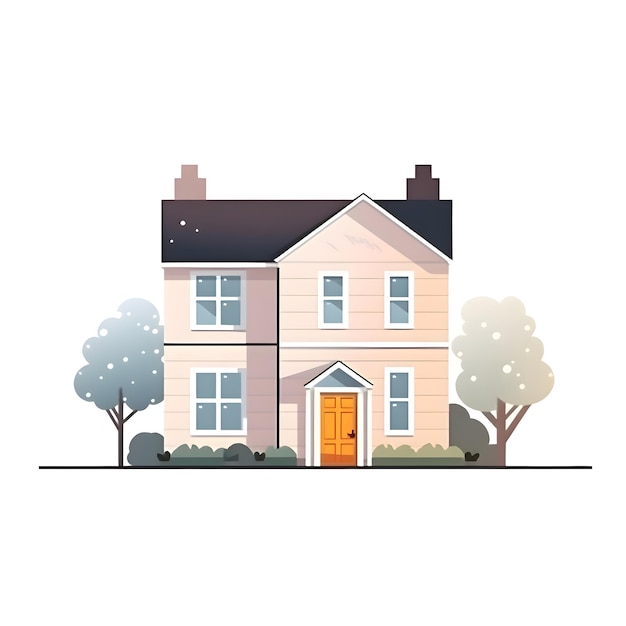 Vector illustration of a country house on white background Flat style