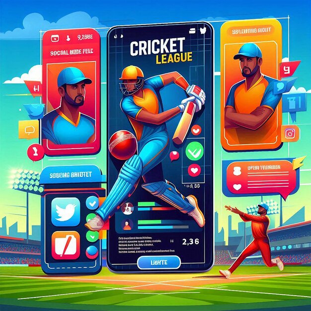 Vector illustration of Cricket League social media feed template