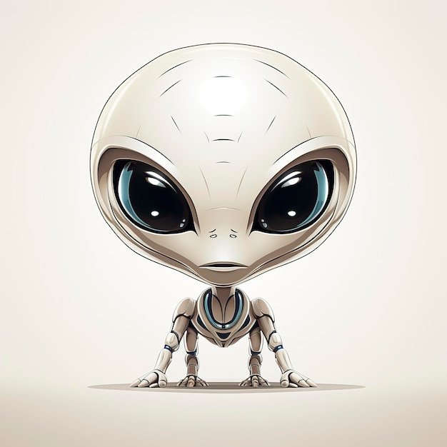 Vector illustration of cute alien in kawaii anime style cartoon