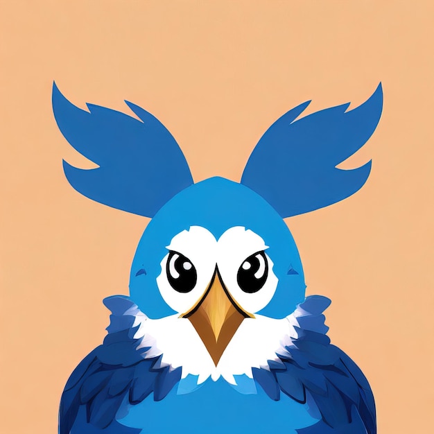 青色の背景にかわいい鳥のベクトル イラスト