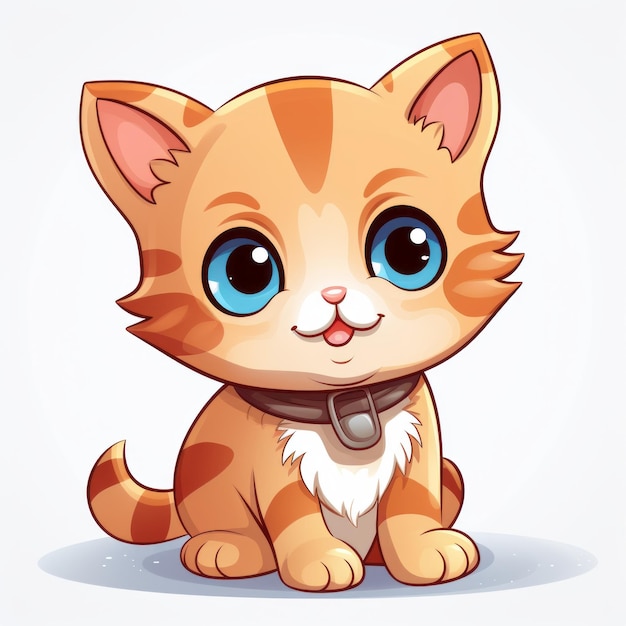 Photo vector illustration of cute cartoon kitten with blue eyes on a white background