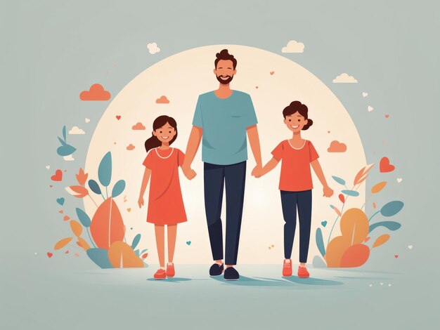 vector illustration of cute family together