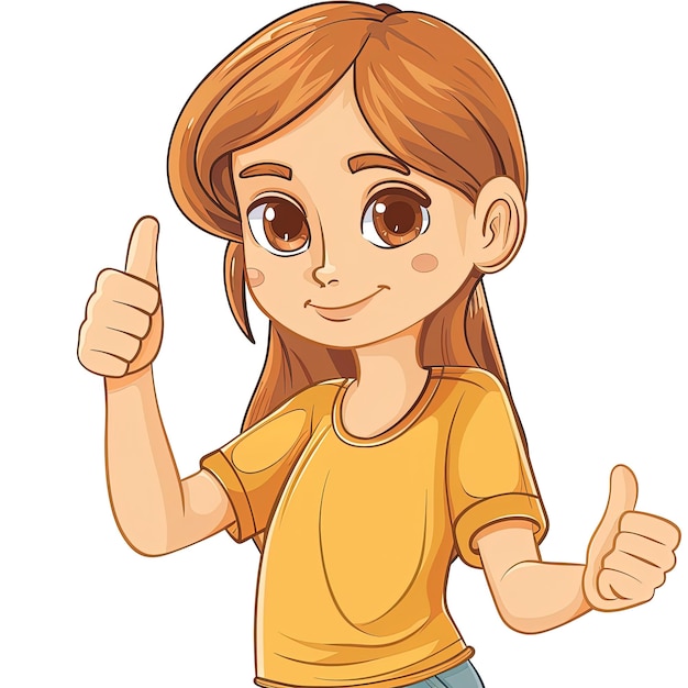 Photo vector illustration of cute little girl showing thumbs up on white background