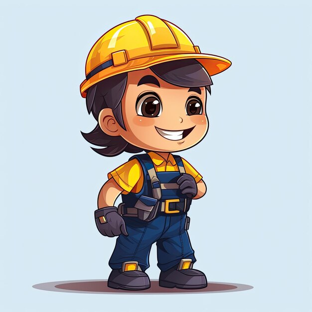 Photo vector illustration depicts a lovable mechanic with a friendly smile showcasing their approachable and endearing character