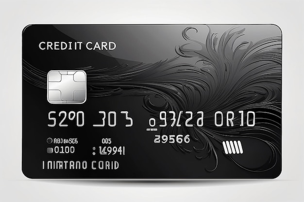 Vector illustration of detailed glossy black credit card isolated on white background