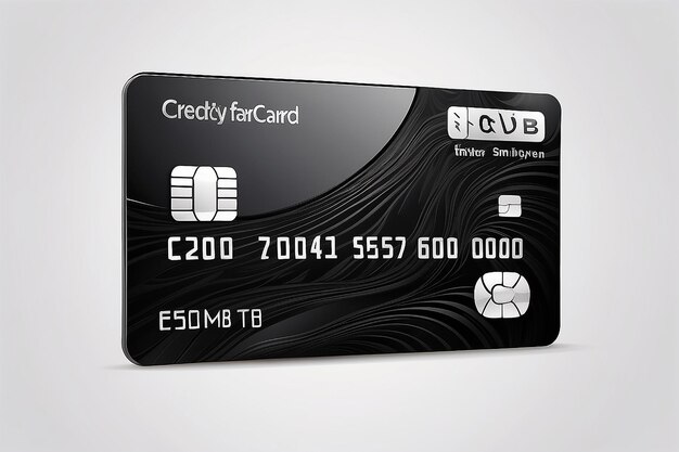 Vector illustration of detailed glossy black credit card isolated on white background