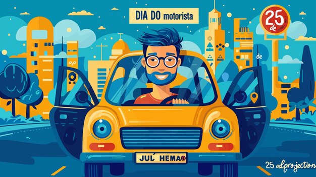 Photo vector illustration of a dia do motorista drivers day