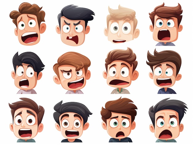 Photo vector illustration of different expressions white background