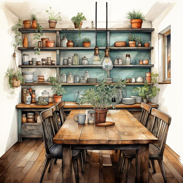 Vector illustration of a Dining room