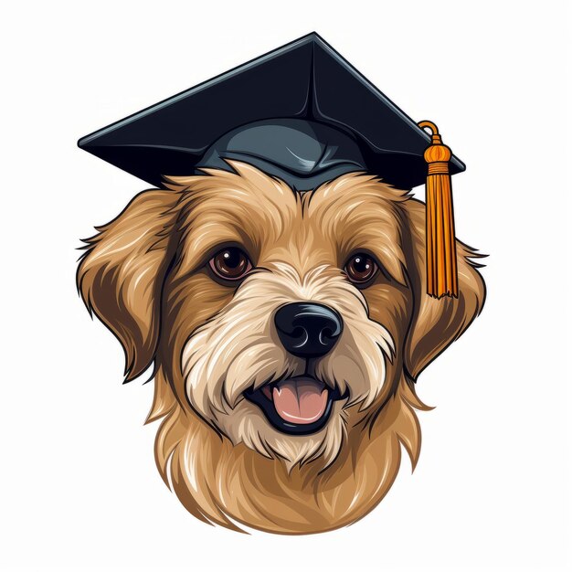 Premium AI Image Vector illustration of a dog in a graduation cap