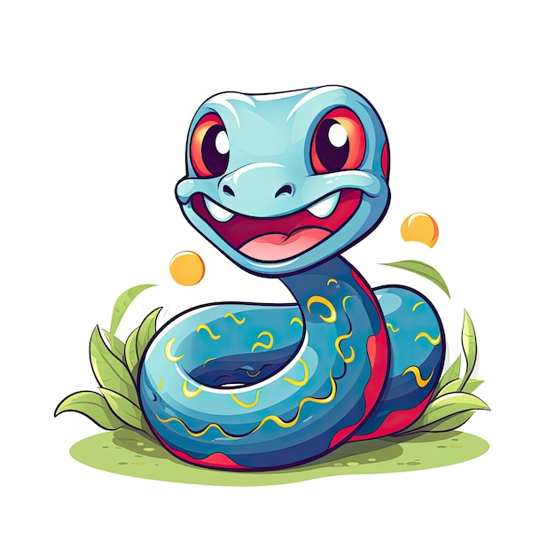 Photo vector illustration of an endearing snake icon depicting a friendly snake with vibrant colors and a charming smiling expression