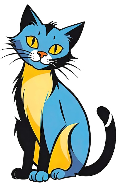 Photo vector illustration flat logo of cute cat vector icon primitive childish doodle isolated on white