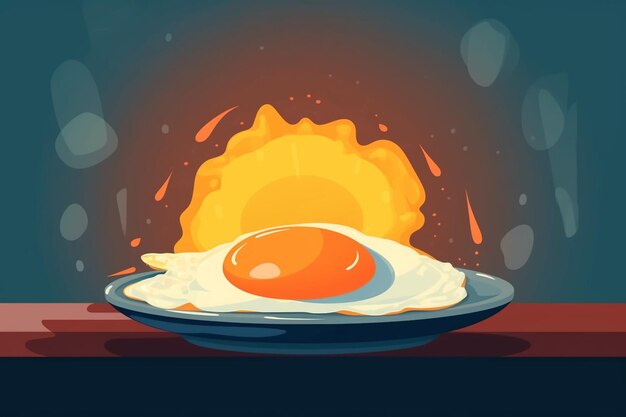 Photo vector illustration in flat style one fried egg