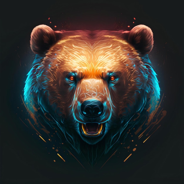 Vector illustration of front view of a bear head, surprisingly perfect design