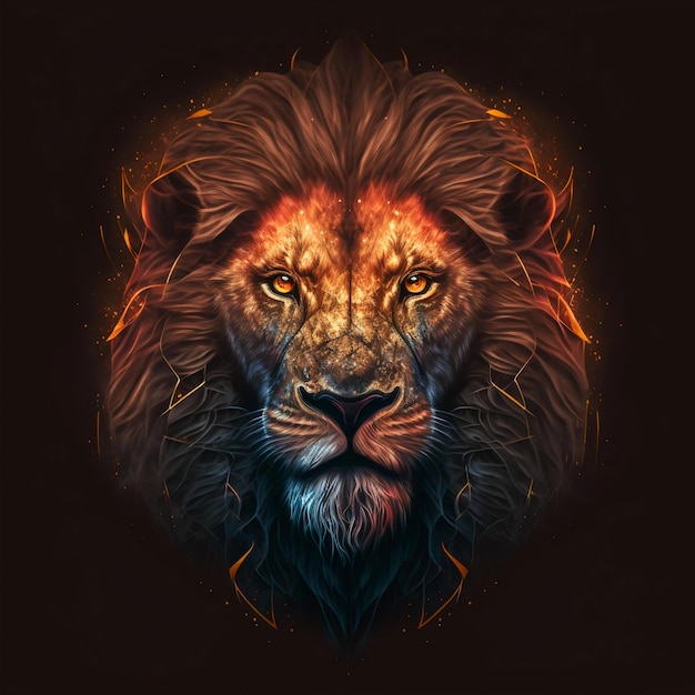 Vector illustration of front view of a lion head, surprisingly perfect design