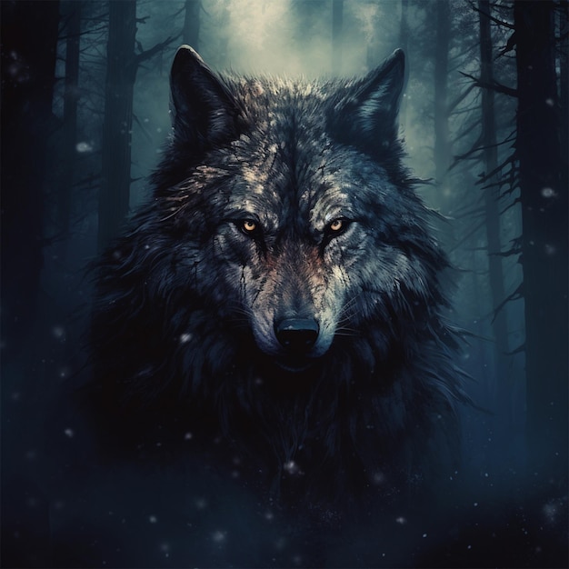 vector illustration of front view of a wolf head stunningly beautiful design