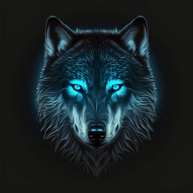 Vector illustration of front view of a wolf head, surprisingly perfect design