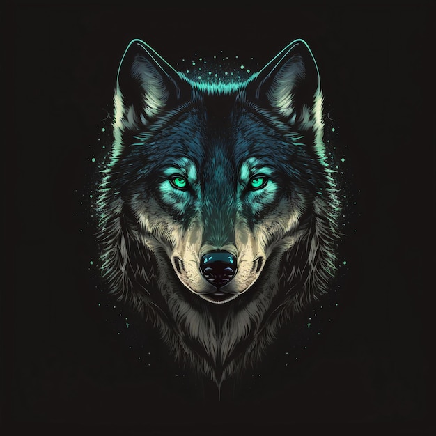 Vector illustration of front view of a wolf head, surprisingly perfect design