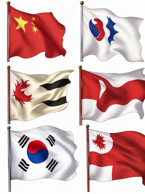 Фото Векторная иллюстрация гигантский азиатский флаг с флагами азиатских стран