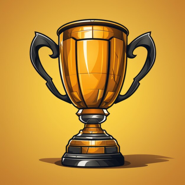 vector illustration of a golden trophy cup on a yellow background