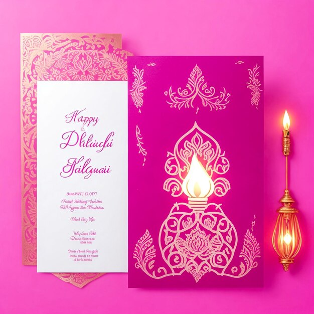 Photo vector illustration or greeting card of diwali festival with a stylish beautiful oil lamp and diwali