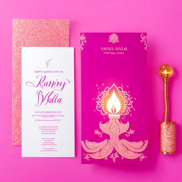 Photo vector illustration or greeting card of diwali festival with a stylish beautiful oil lamp and diwali