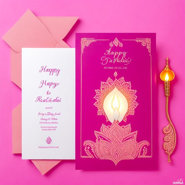 Foto illustrazione vettoriale o biglietto di auguri del festival di diwali con una elegante e bella lampada a olio e diwali