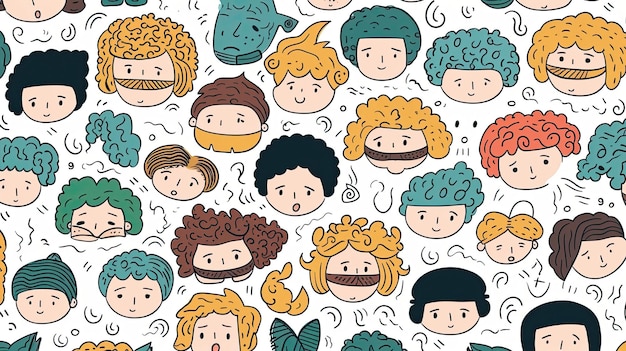 Photo a vector illustration of a group of people with different faces.