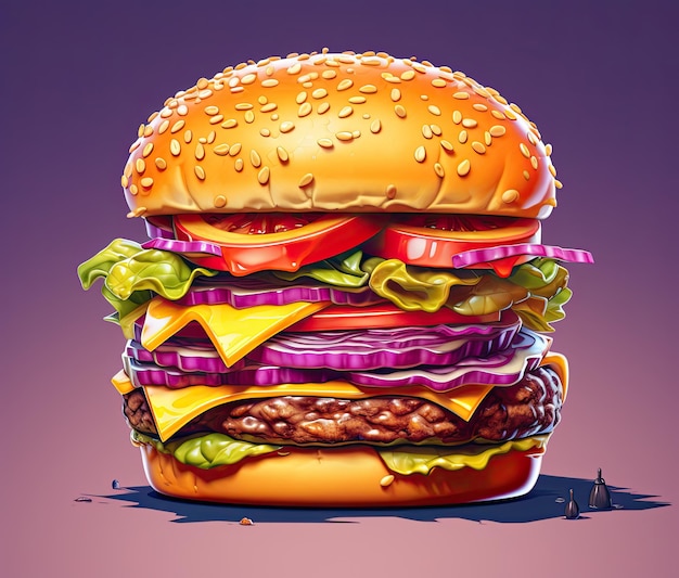 Векторная иллюстрация гамбургера в стиле мультфильма
