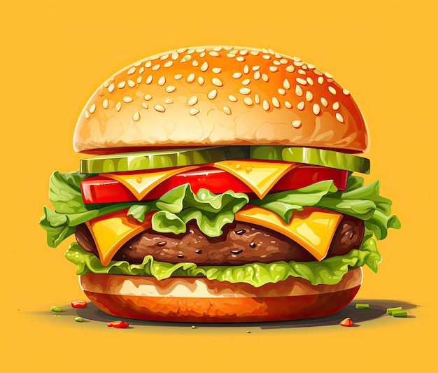 Векторная иллюстрация гамбургера в стиле мультфильма