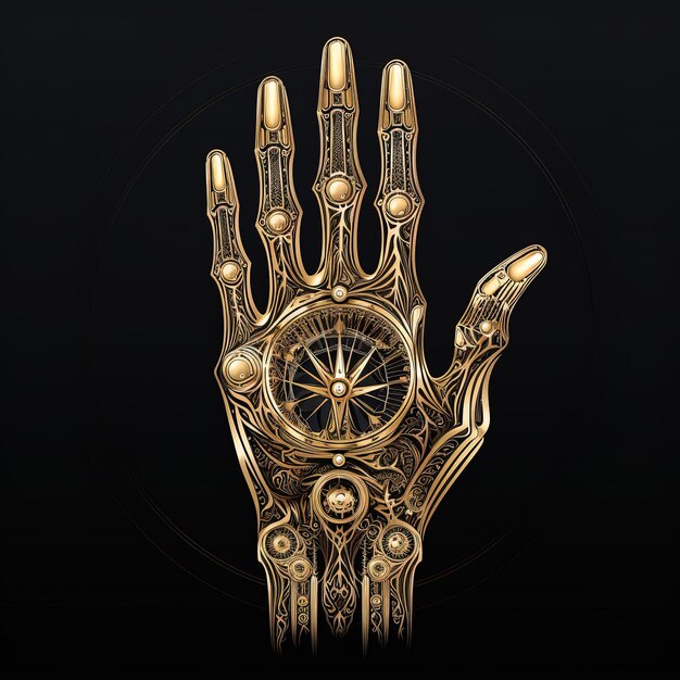 Vector illustration of a hand skeleton signature created by ai