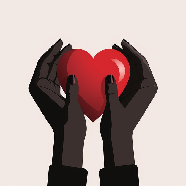 Photo vector illustration of hands supporting red heart