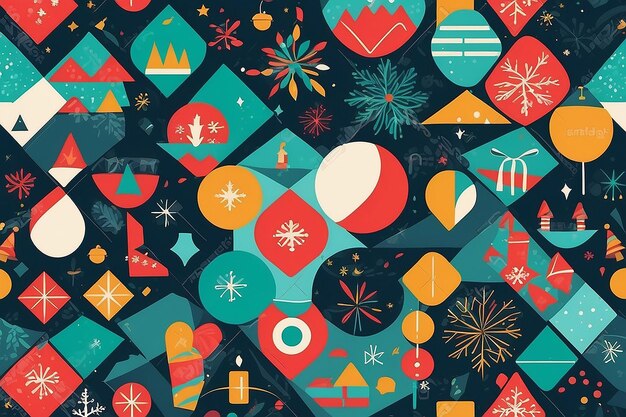 Photo vector illustration of a happy holidays greeting abstract geometric colorful mosaic greeting card flat design template fully editable vector eps and high resolution jpg in download